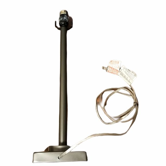 Pewter Metal Silver Gray Column Lamp Base, Square - Picture 1 of 6